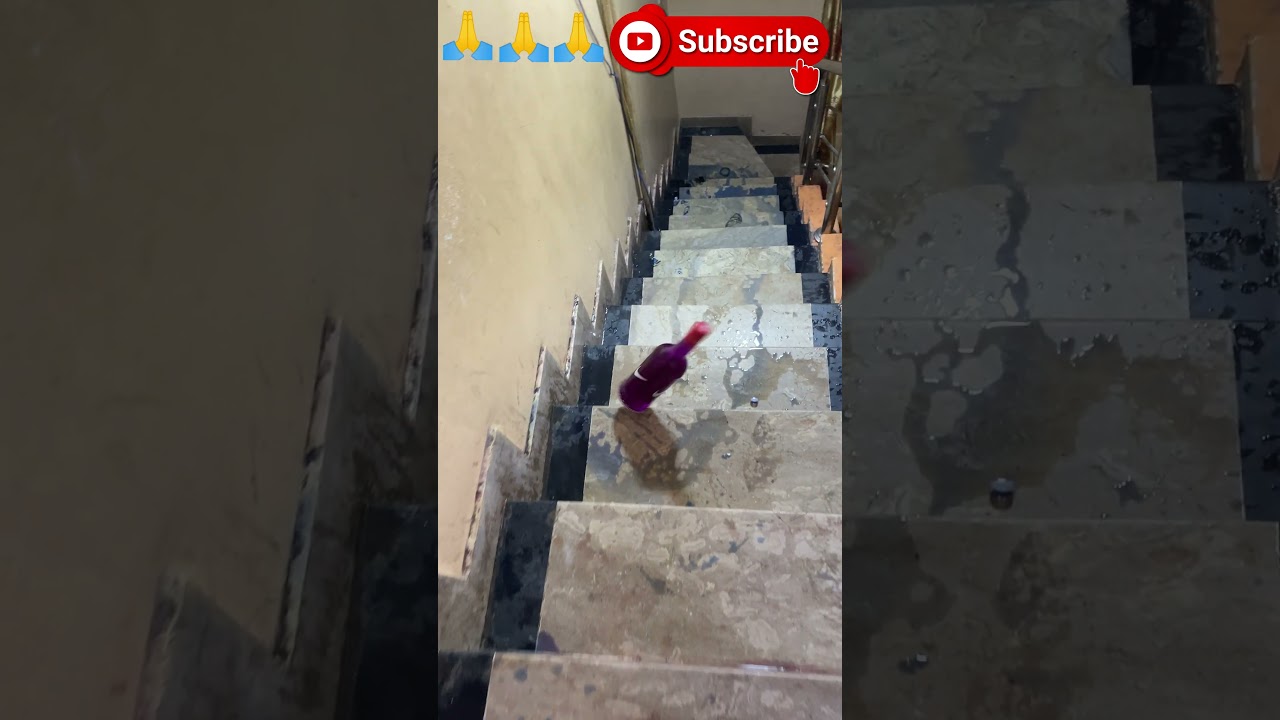 Breaking Glass Bottles Video Rolling Down Stairs || Glass Breaking Short Video 