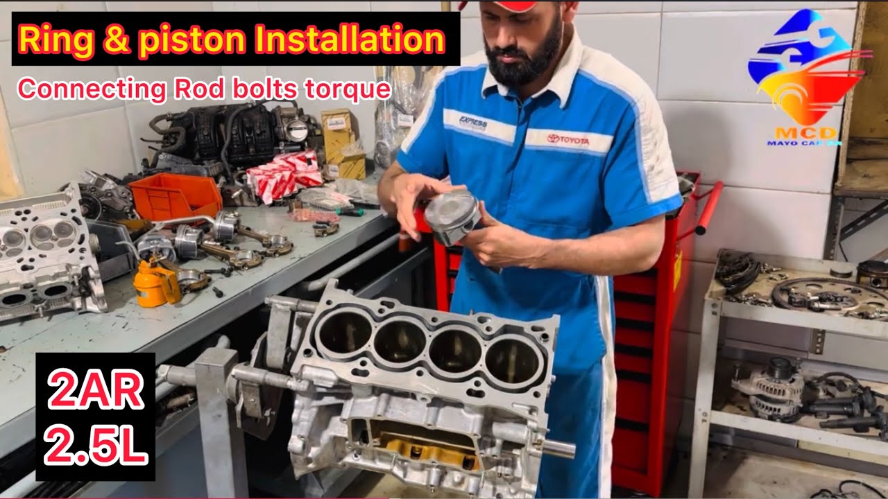 2ar engine Install rings Pistons & Torque Connecting Rod Bolts 