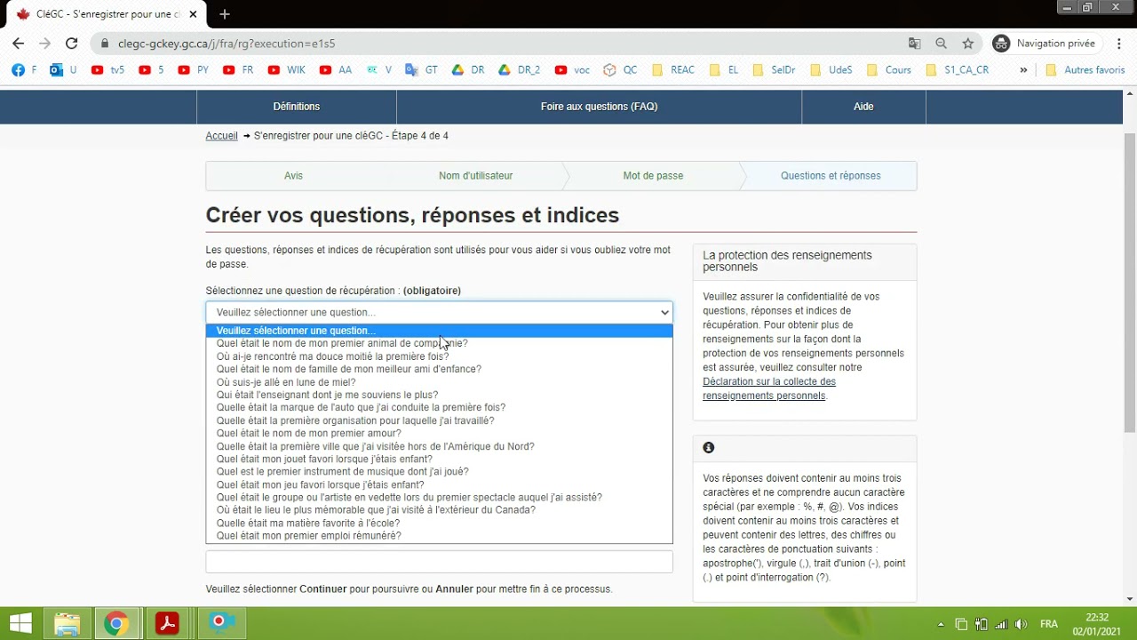 Cr&eacute;ation compte Cl&eacute;gc  Version Tunisia Permis d'&eacute;tude
