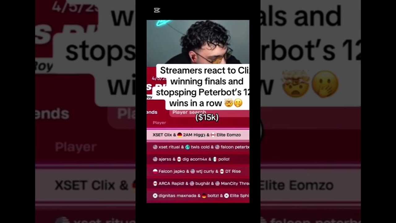 CES streameurs r&eacute;act &agrave; la premi&egrave;re place de Clix au FNCS #fortnite #clix #streameur #fncs #cup