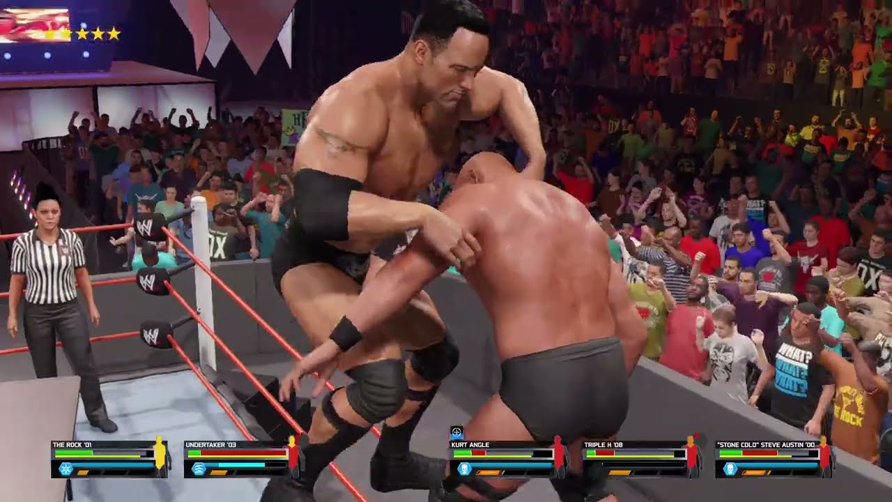 Rock vs Stone Cold vs Undertaker vs Triple H vs Kurt Angle – WWE 2K25 Fatal 5 Way
