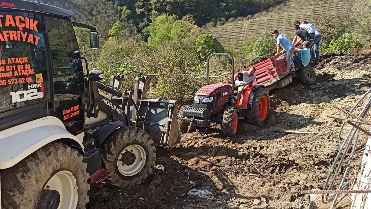 Kubota 60lık battı Hidromek çekti uzun uğraş sonucu