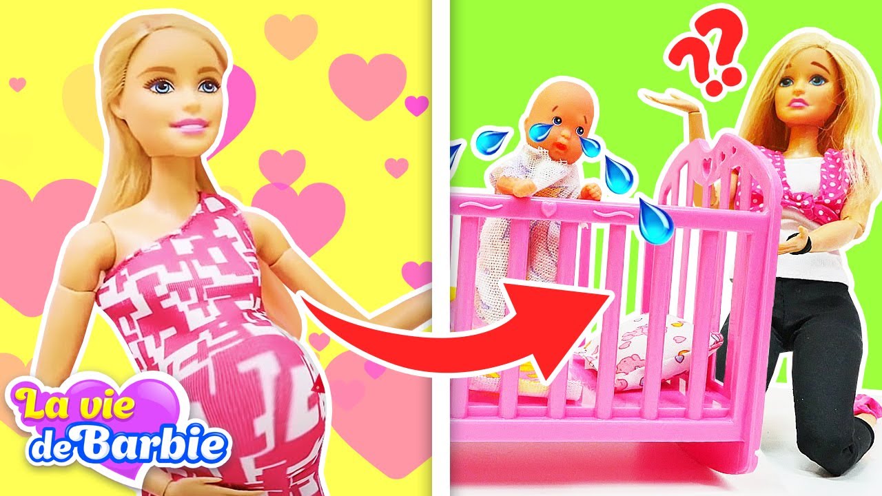 Barbie Enceinte & Barbie et B&eacute;b&eacute;. La vie quotidienne des poup&eacute;es. Vid&eacute;o en fran&ccedil;ais