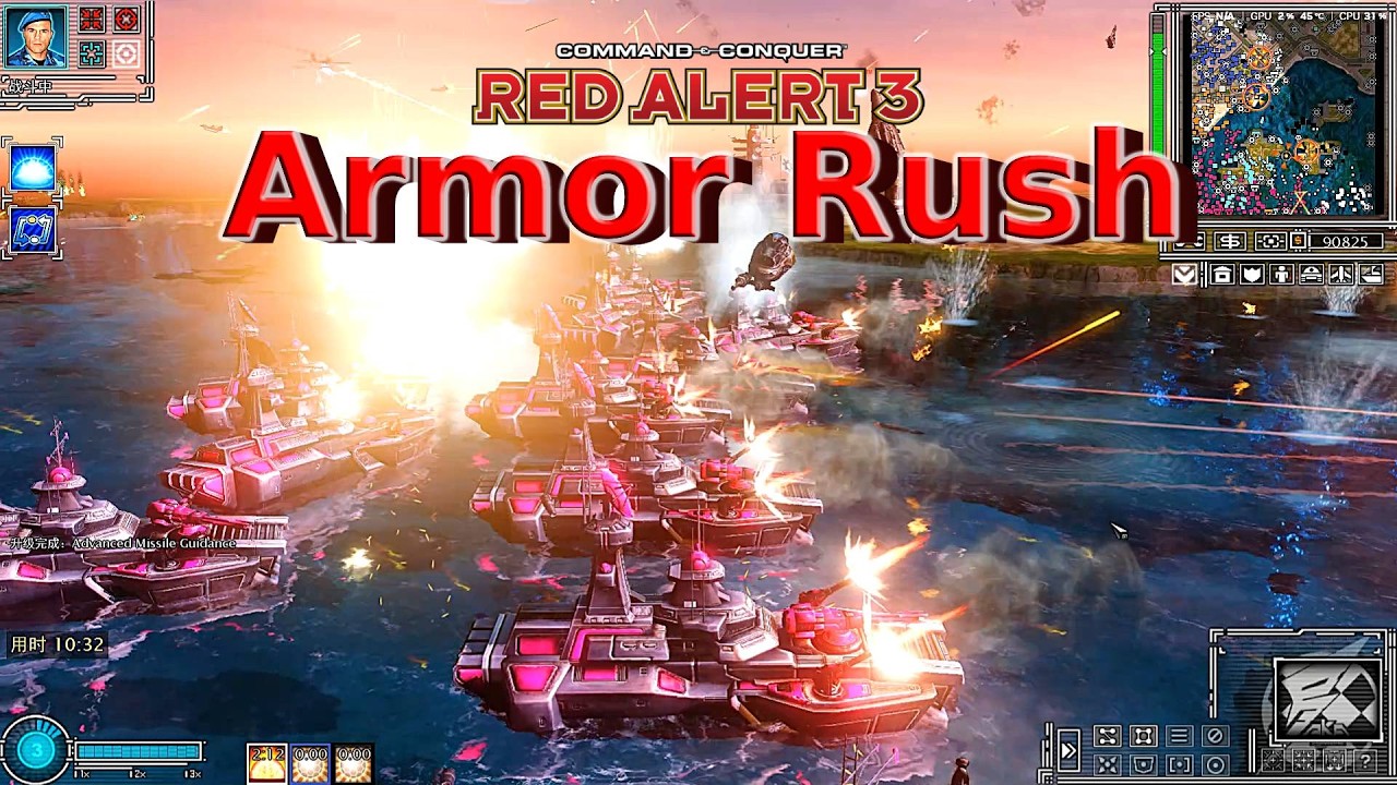 Red Alert 3 Armor Rush MOD Allies in 4v4 MAP | Assault Destroyer with DUAL AA GUN!?