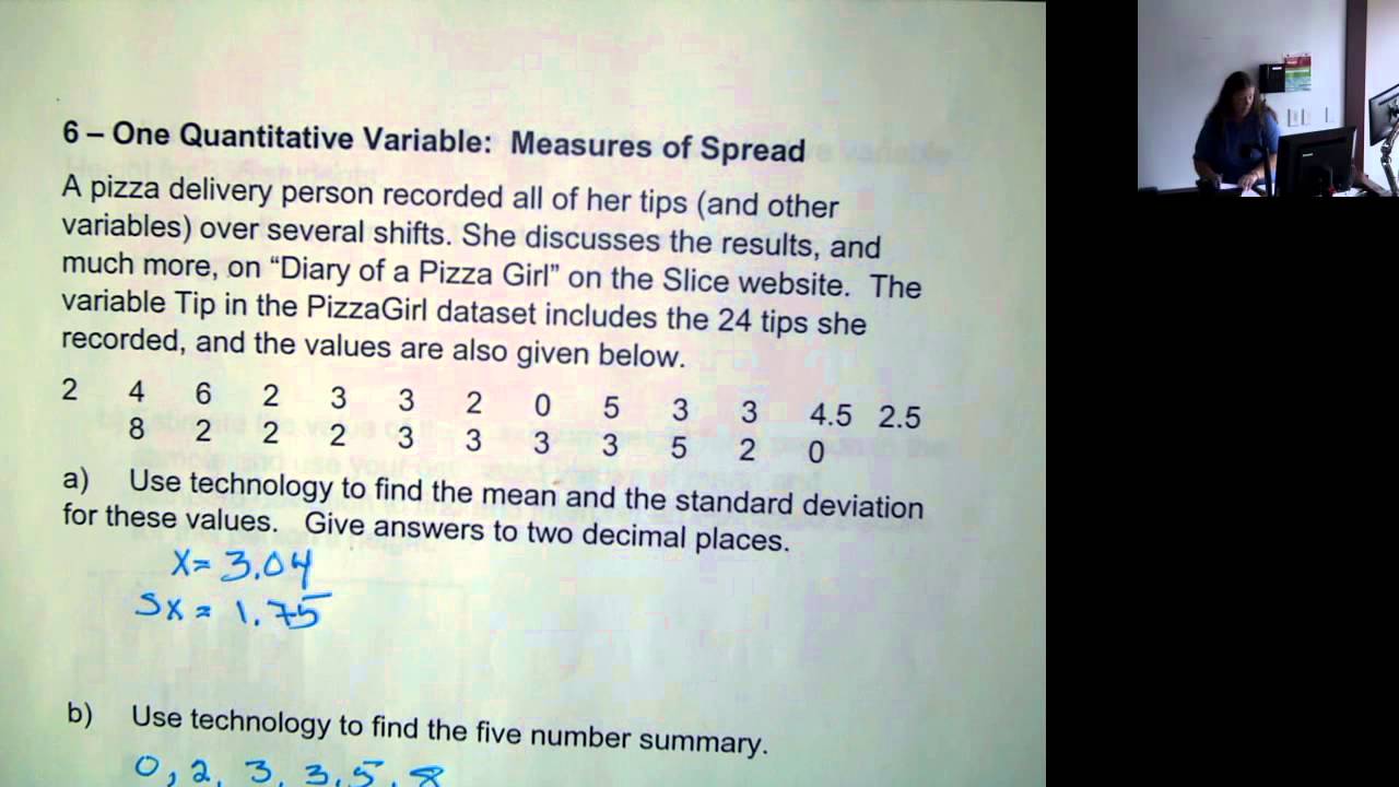 Lock5 Statistics: One Quantitative Variable: Measures of Spread (Marist Professor Carla Hill)