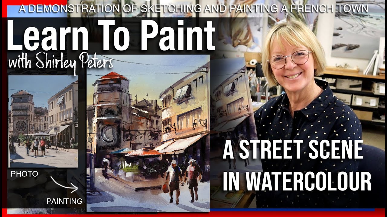 Learn to Paint! A French Street Scene in Watercolor for beginners and intermediate level painters.