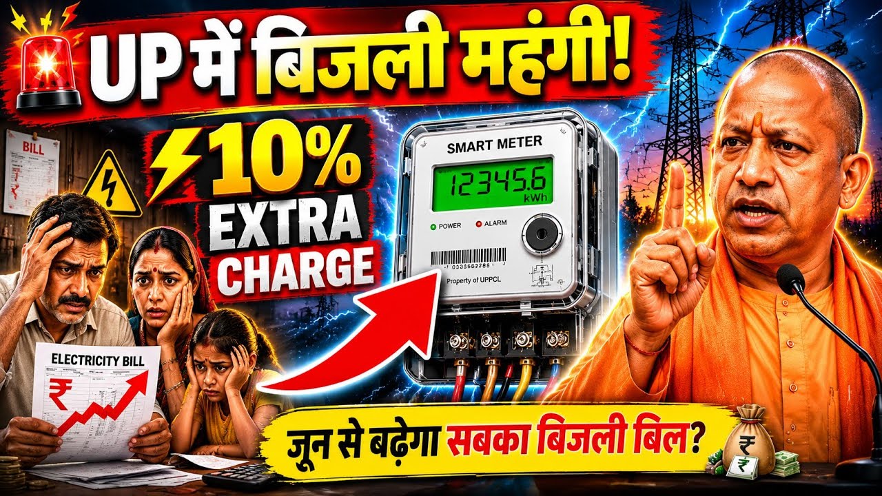 UP Electricity Bill Hike 2026 | UP में बिजली हुई महंगी June से 10% Fuel सरचार्ज | Smart Meter Update