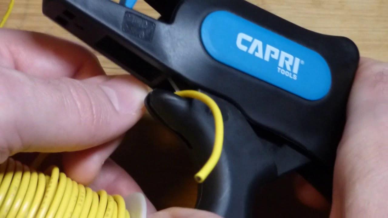 Easy to use Capri automatic one squeeze wire cutting and stripping tool demo by electronzap