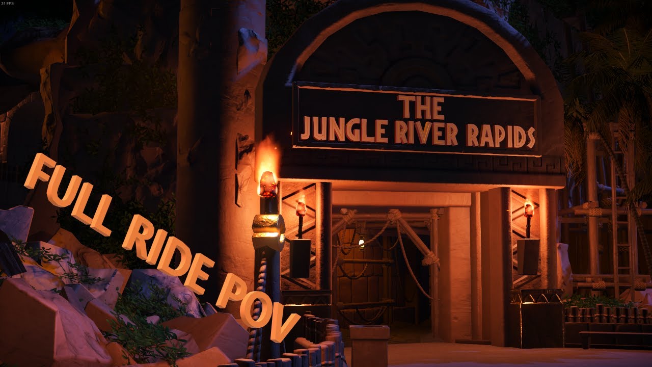 Planet Coaster - FULL RIDE POV The Jungle River Rapids DAY & Night