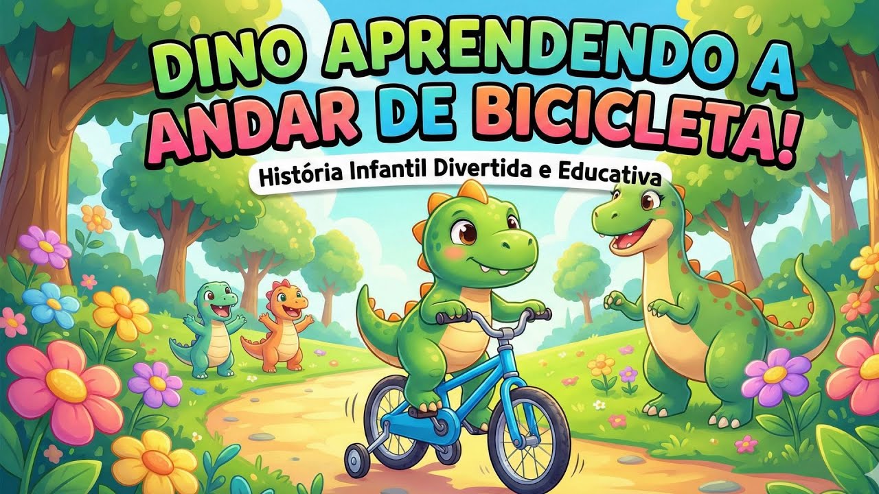 Dino Aprendendo  a Andar de Bicicleta  | História Infantil Divertida e Educativa