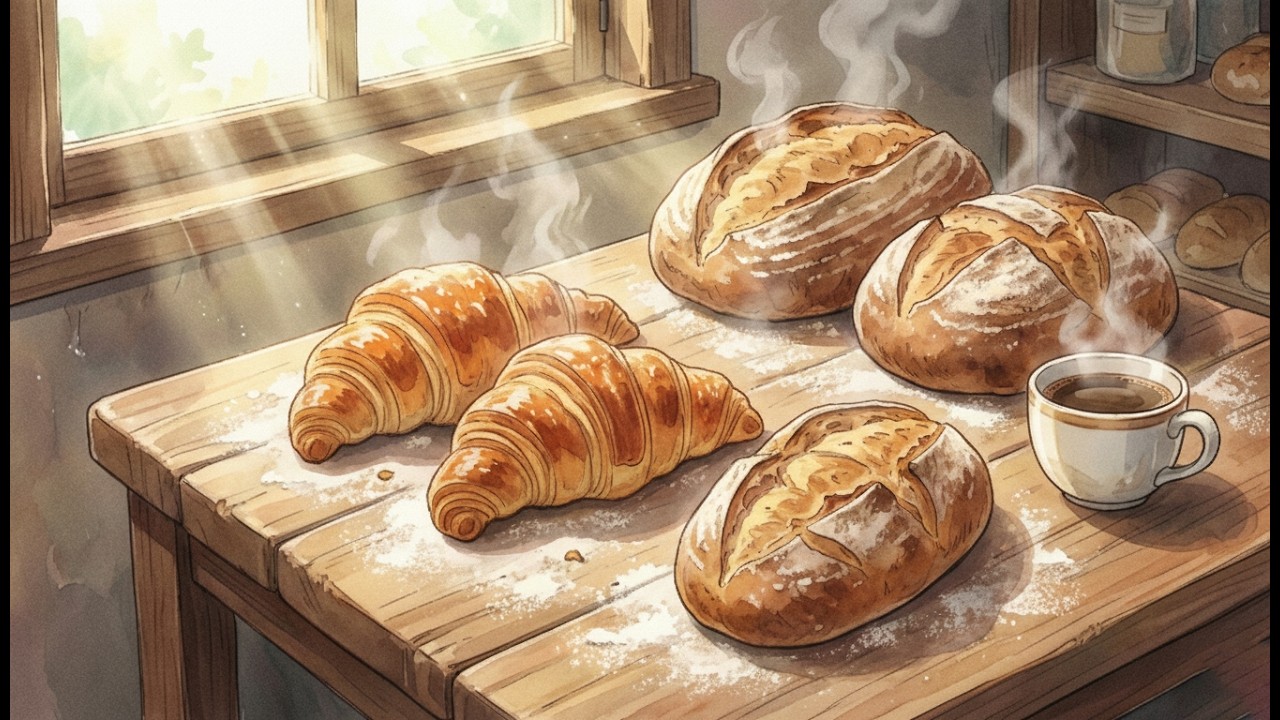 Grandpa’s Old Bakery 🍞 Making Sourdough & Croissants | Ghibli-Style ASMR