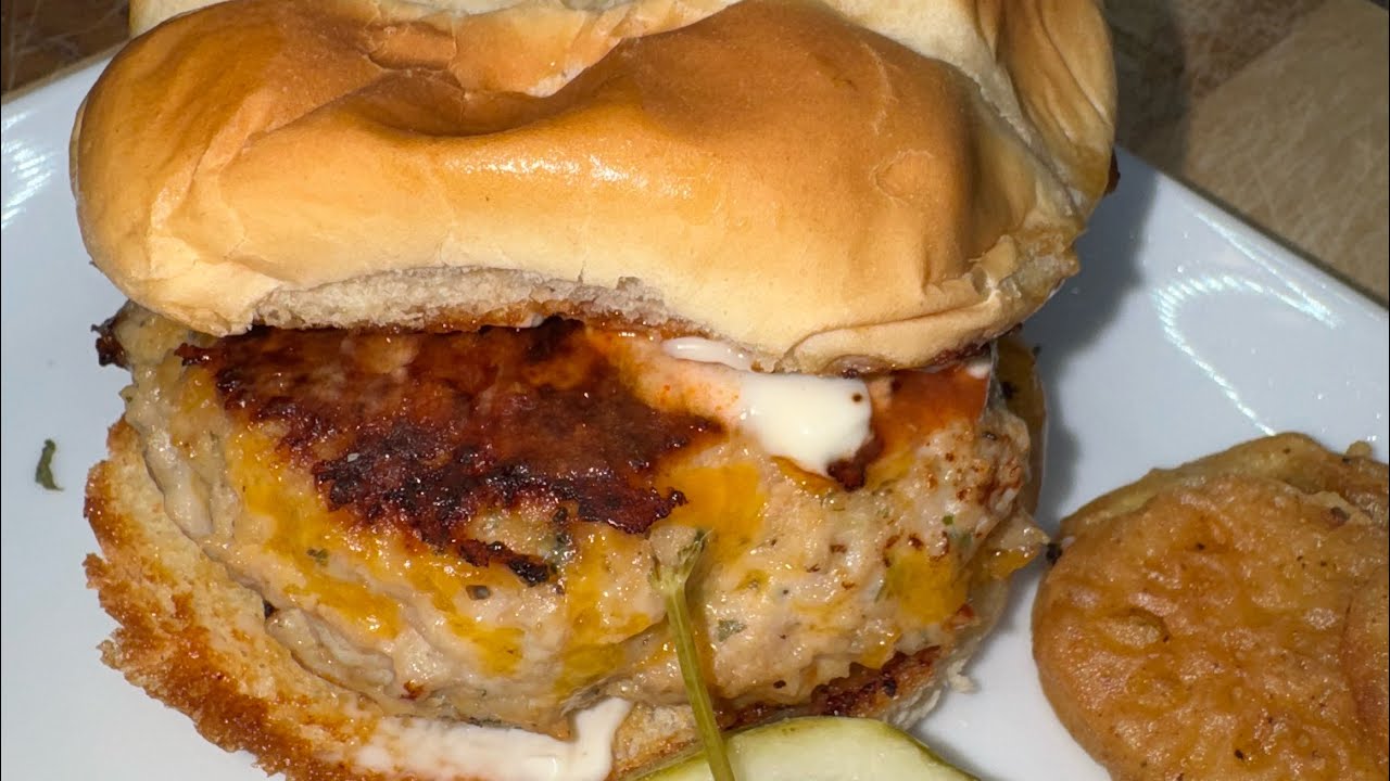 Stovetop Cheddar Ranch Chicken Burger