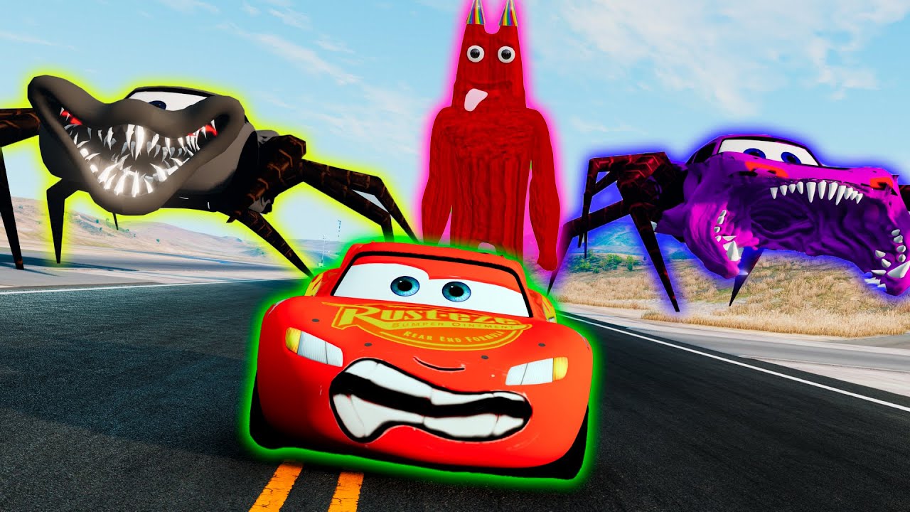 Lightning McQueen's Epic Escape: Battling Crazy Spider Cars ft. Bun Bun, the Mischievous Villain!