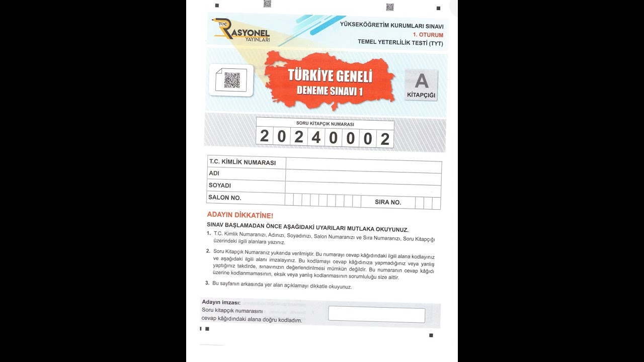 RASYONEL YAYINLARI TÜRKİYE GENELİ TYT DENEME SINAVI SORU ÇÖZÜMLERİ