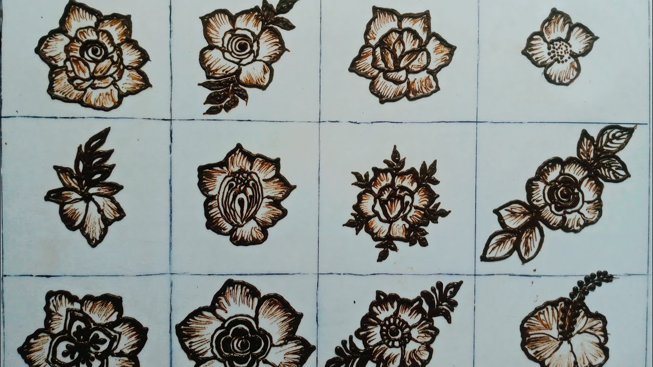 12 different type flower mehndi design ✨ easy flower mehndi design ✨#simple #mehndi #art #easy #art 