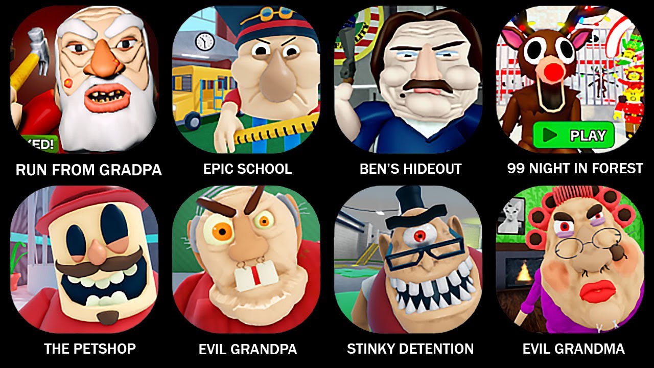 ROBLOX:RUN FROM GRANDPA! (OBBY),EPIC SCHOOL ESCAPE! (OBBY),ESCAPE EVIL GRANDMA! (OBBY)#roblox