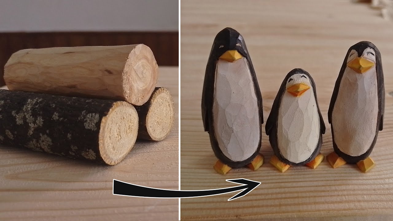 Carving this penguin is very easy and fast