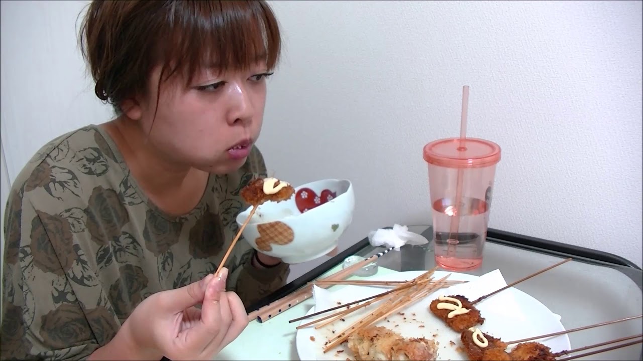 【飯テロ注意】揚げたての串揚げ　竹輪しそチーズ、じゃがいも、ナス、ネギ【激ウマ】