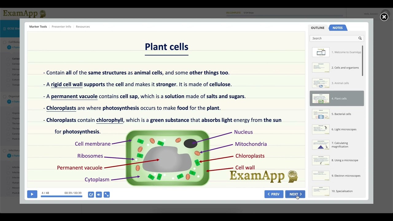 Animal cells, plant cells and bacteria cells - ExamApp GCSE / IGCSE Cell Biology