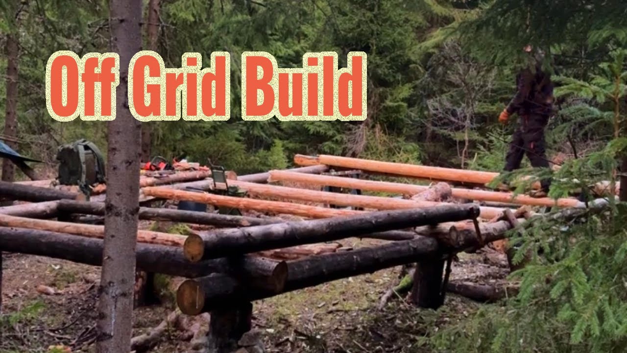 Building Off Grid Log Cabin - Turning Spruce Logs Into Floor Joists