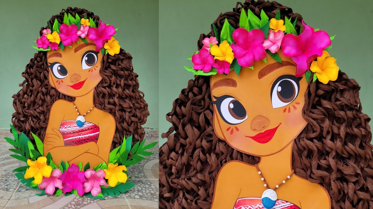 Piñata de Moana 🌊🌺 | Tutorial decorado piñata | Creaciones Mágicas Sarahí 
