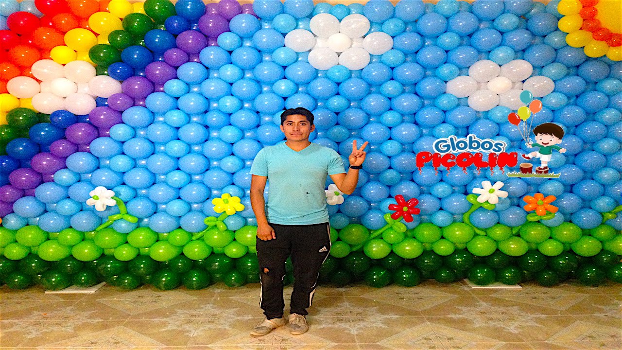 Pared con globos o mural Arcoiris Decoración de globos # 34