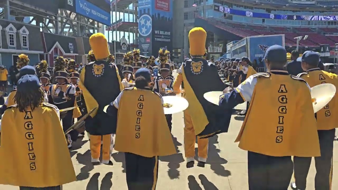 NC A&T State University Marching Band entering Nissan Stadium.  NC A&T vs TSU (8/30/25)