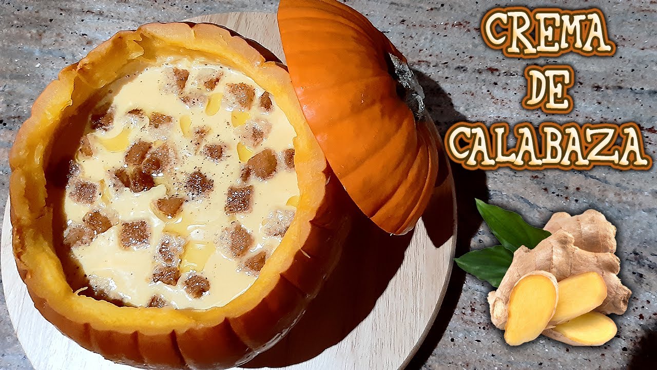 Crema de Calabaza con leche de Coco y Jengibre - Servida en la misma calabaza! 🎃