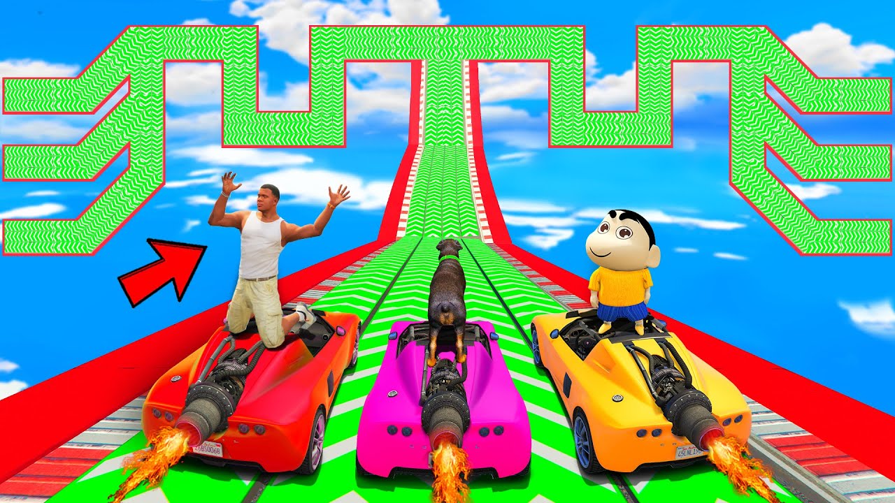 SHINCHAN AND FRANKLIN TRIED THE TRICKY SPEED BOOSTER ZIGZAG MAZE PARKOUR CHALLENGE GTA 5