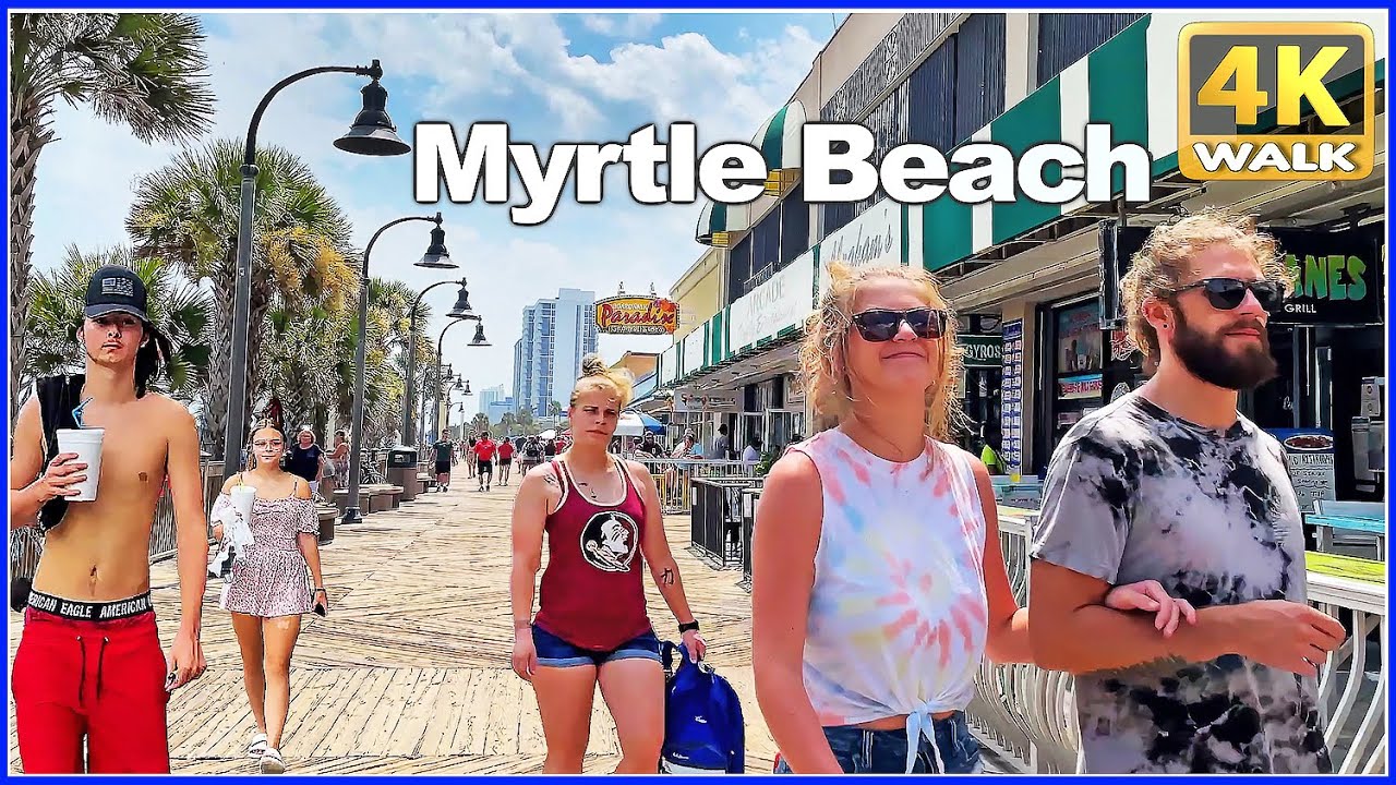 【4K】WALK Myrtle BEACH Boardwalk South Carolina USA 4k video