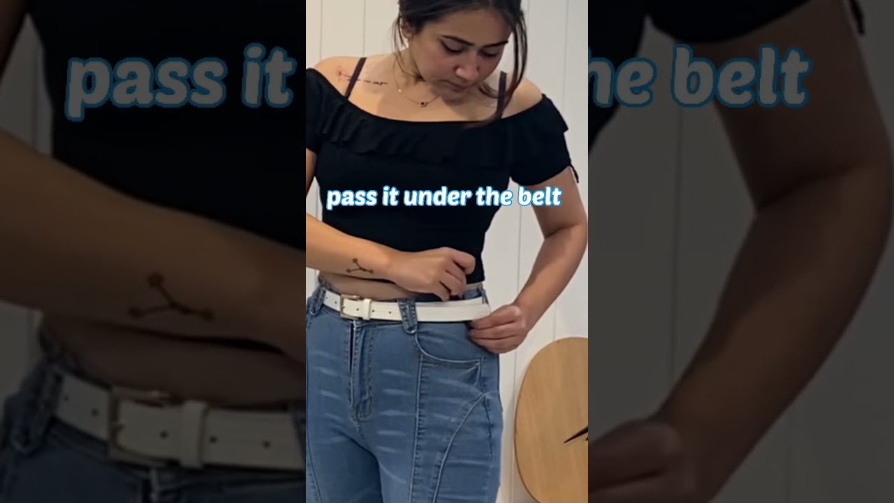 Belt too long!❌ Try this easy hack with hair tie!✅ #youtubeshorts #shortsvideo #fashion #shorts