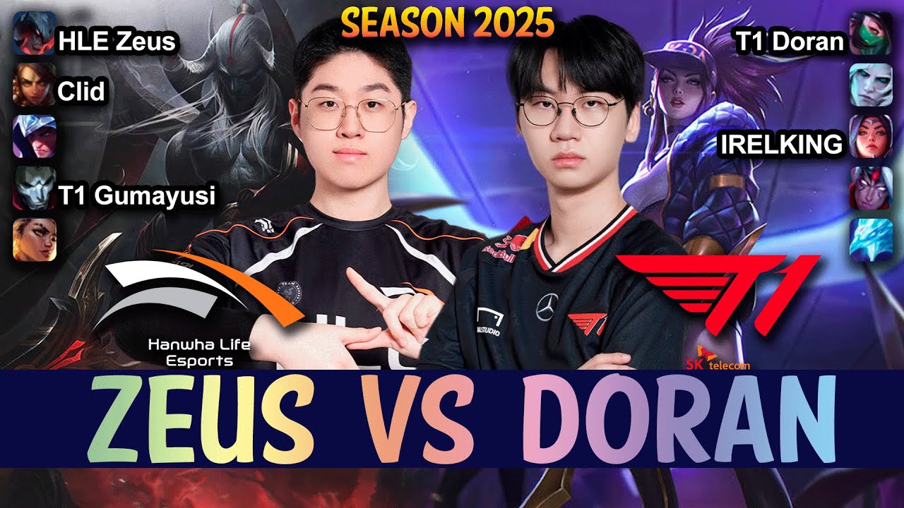 HLE Zeus vs T1 Doran - Zeus AATROX vs Doran AKALI Top - Patch 25.11 KR Ranked | lolrec