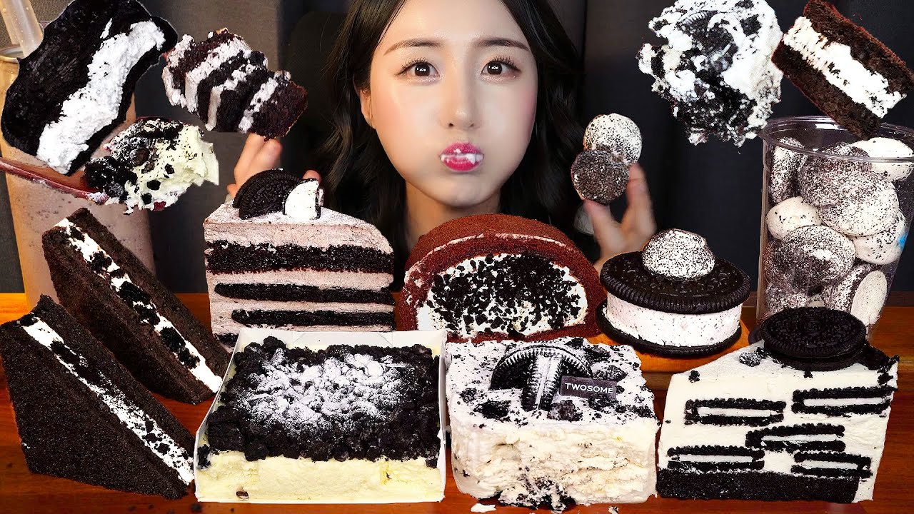 Десертная вечеринка с Орео 🍩 Кекс АСМРㅣШоколадное Мороженое МукбангㅣDessert Oreo Mukbang