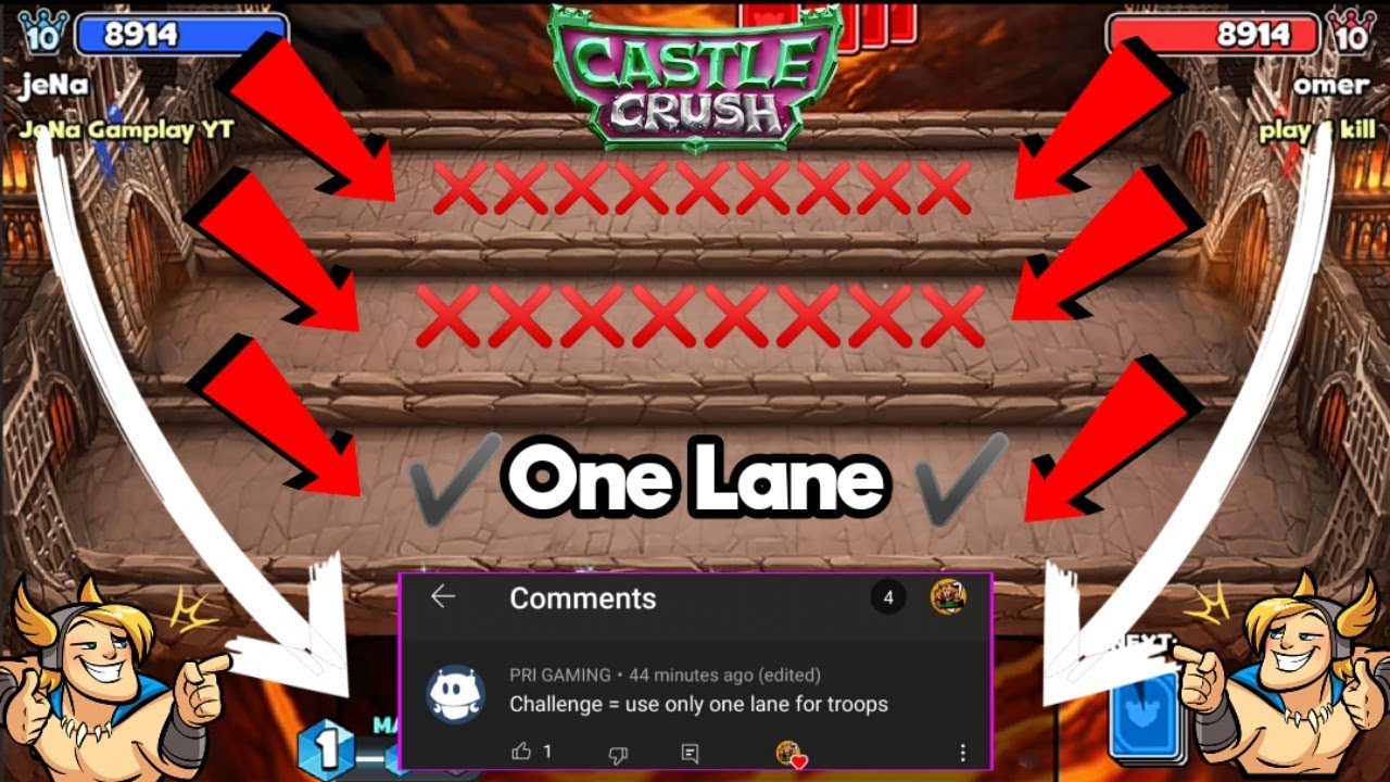 Castle Crush - Comment Challenge Video! 🔥 One Lane Challenge💪 - Castle Crush Gameplay