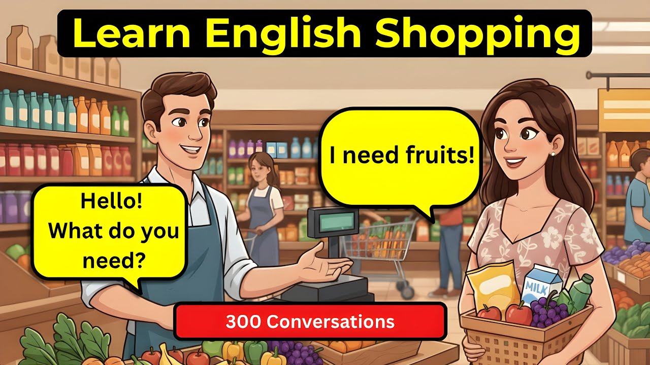 English Conversation at the Grocery Store 🛒 Learn Spoken English for Beginners