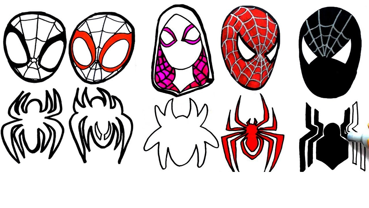 🔴🔴 Learn How To Draw SPIDER MAN - Marvel's Spider man and his characters -  Faces Fast