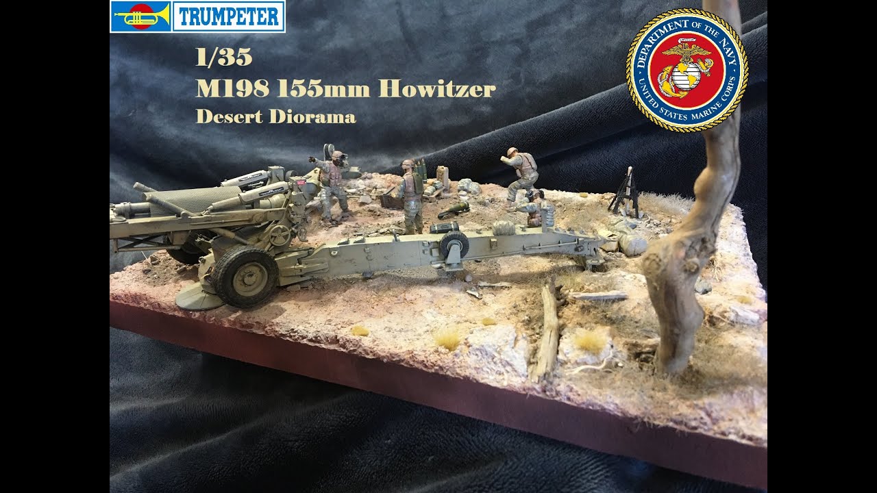 USMC 155mm M198 Artillery Firing Position 1/35: Trumpeter, Tamiya kits rearranged