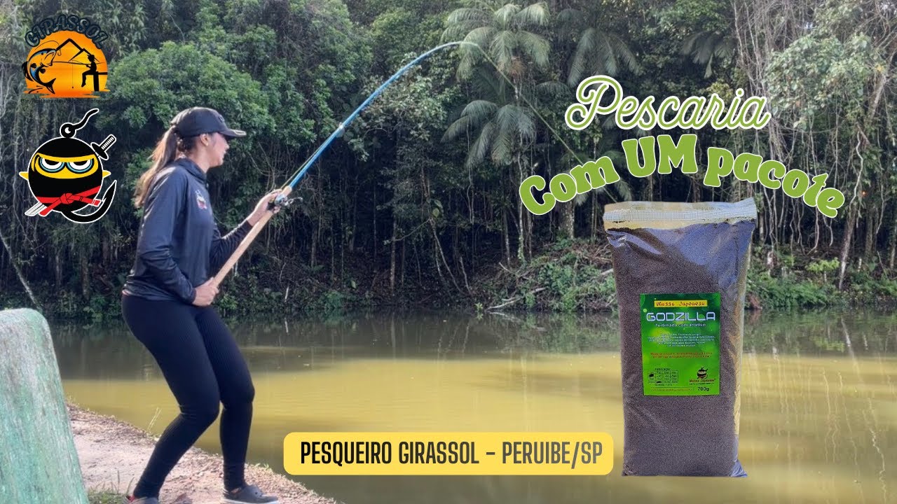 QUANTOS PEIXES SE PEGA COM UM PACOTE DE GODZILLA???Pesqueiro Girassol - Peruibe/SP 