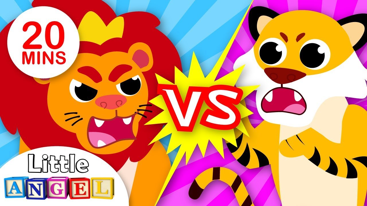 Lions vs. Tigers | Baby Animal Songs for Children | Kids Songs and Nursery Rhymes by Little Angel