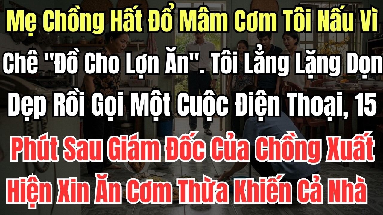 Mẹ Chồng Hất Đổ Mâm Cơm Tôi Nấu Vì Chê Đồ Cho Lợn Ăn  Tôi Lẳng Lặng Dọn Dẹp Rồi Gọi Một Cuộc Điện Th