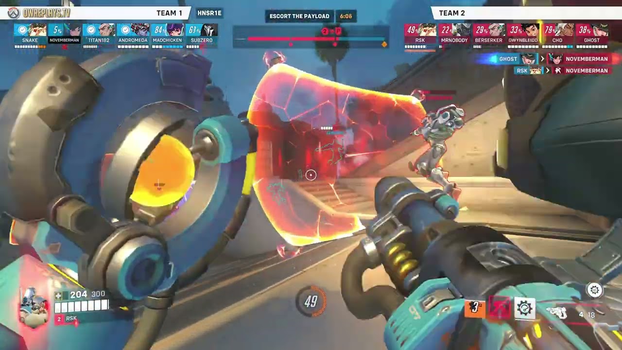 Disciplined Torbjörn push — controlled space all game, only pu... by RSK — Overwatch 2 Replay HNSR1E
