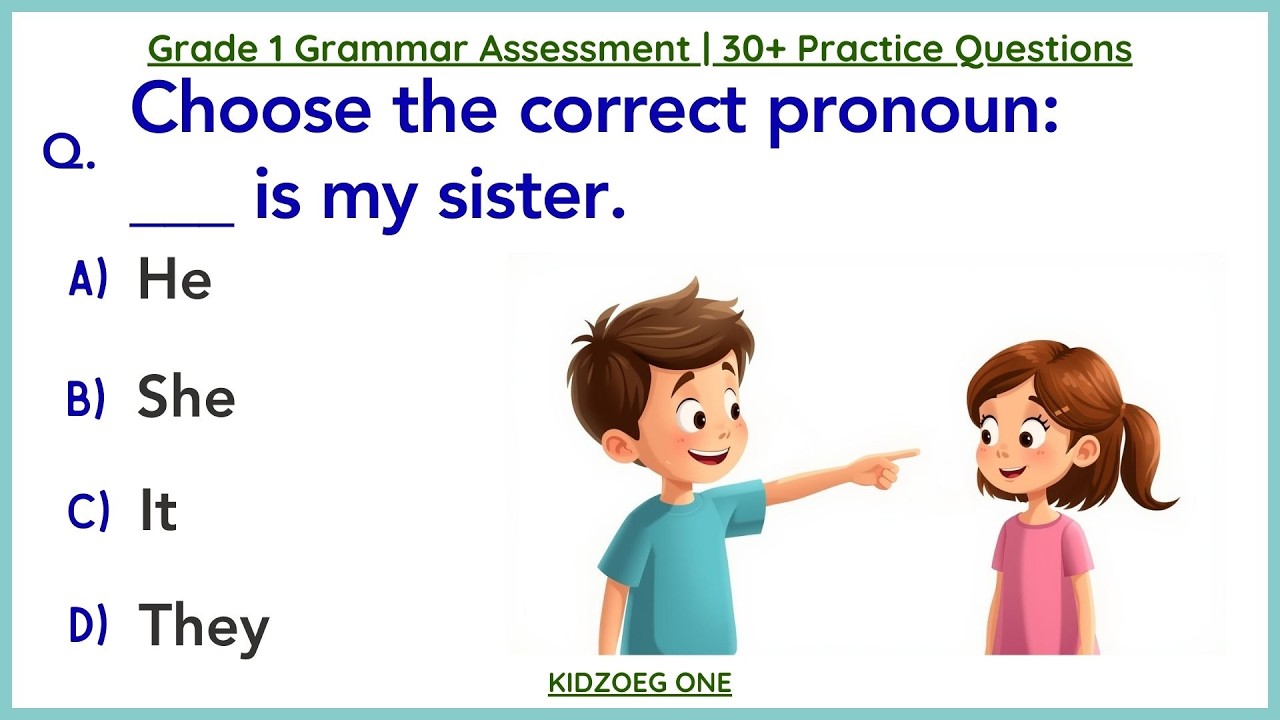 Grade 1 Grammar Assessment | 30+ Practice Questions to Test Basic English Skills for Young Learners