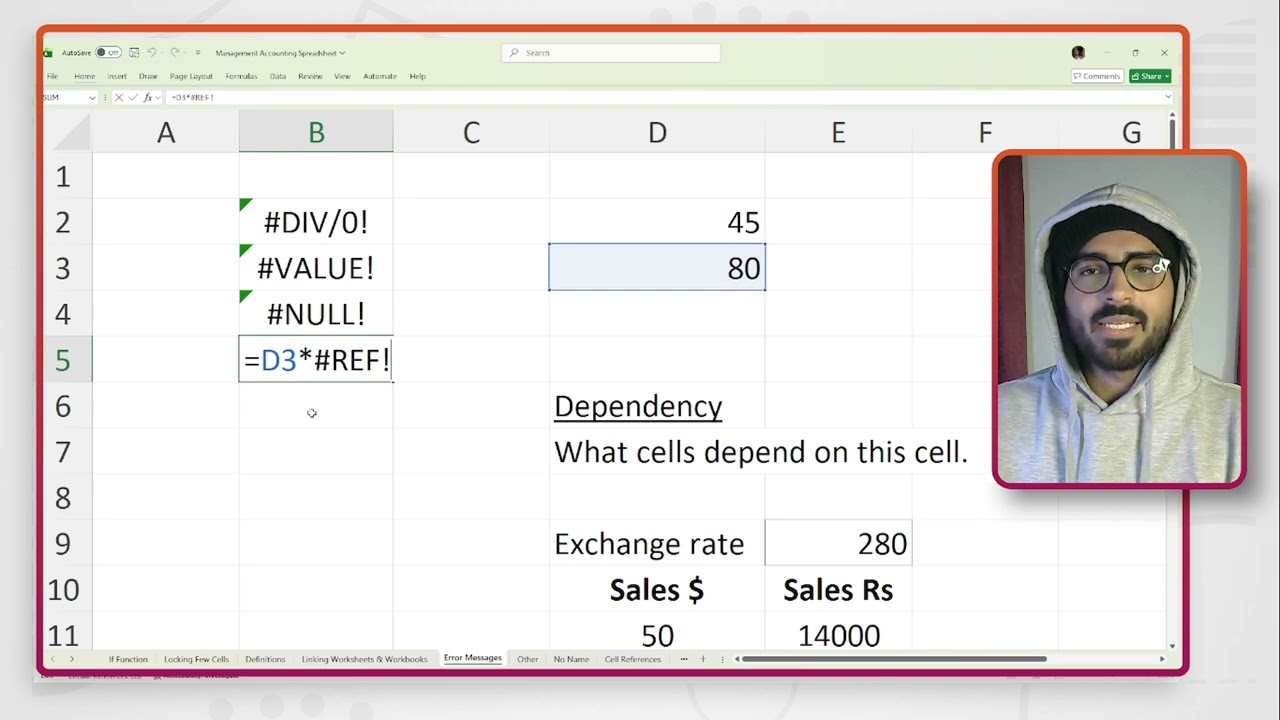Spreadsheet | Microsoft Excel | MA1 ACCA | Error Messages