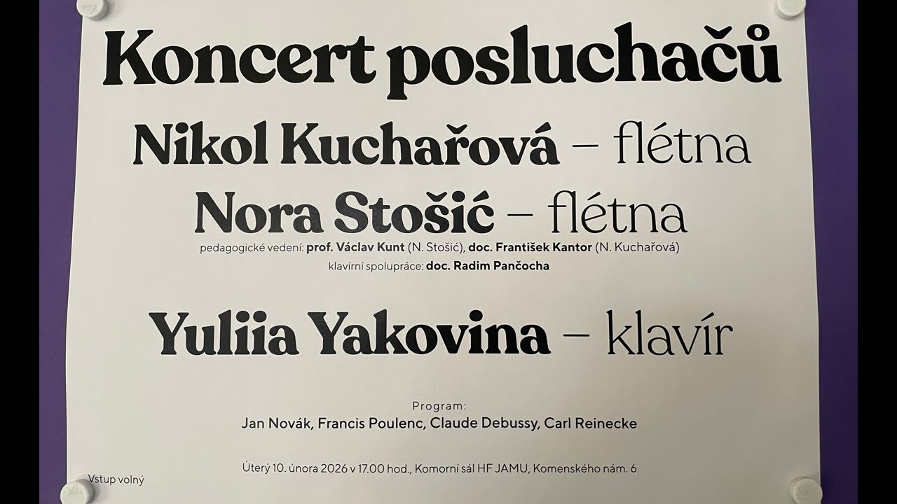 Koncert 10.2 Komorní sál JAMU