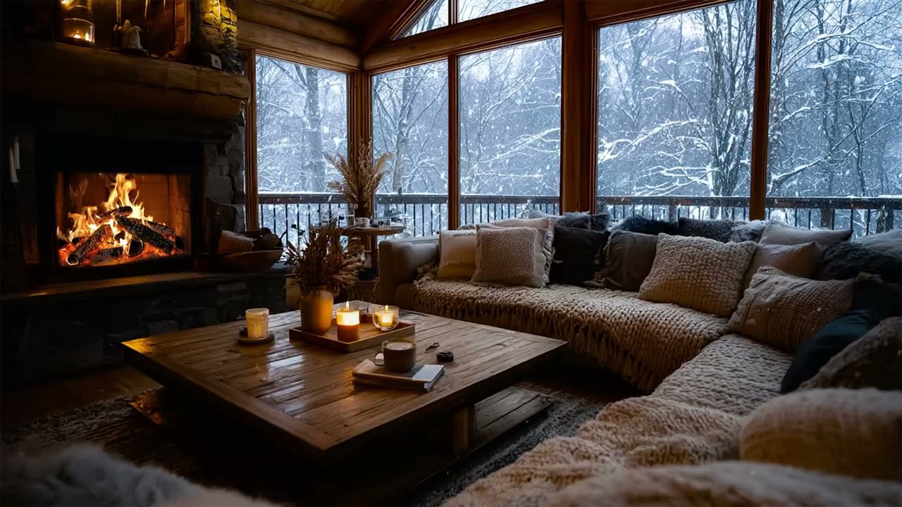 Cozy Fireplace Ambience | Soft Piano Music & Crackling Fire for Deep Relaxation