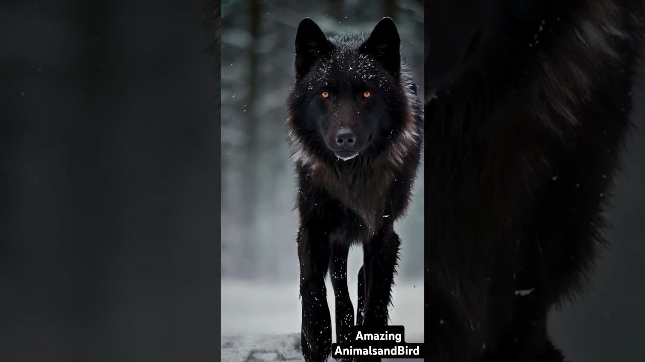 Majestic Snow Black Wolf Walking in the Wild | Rare Wolf Sighting in Snowy Wilderness