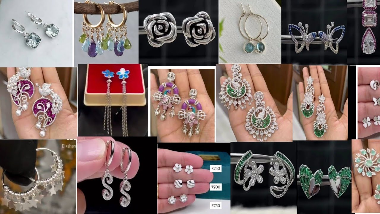 Silver earrings designs | 2025 Silver earrings design with price | silver stud earrings designs 