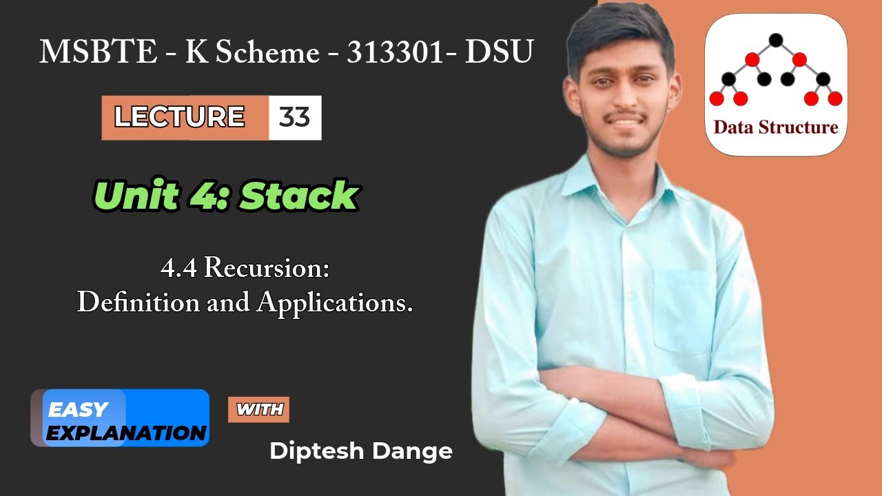 4.4 Recursion: Definition and Applications | MSBTE K Scheme | TY DSU Unit 4 Data Structure Using C|
