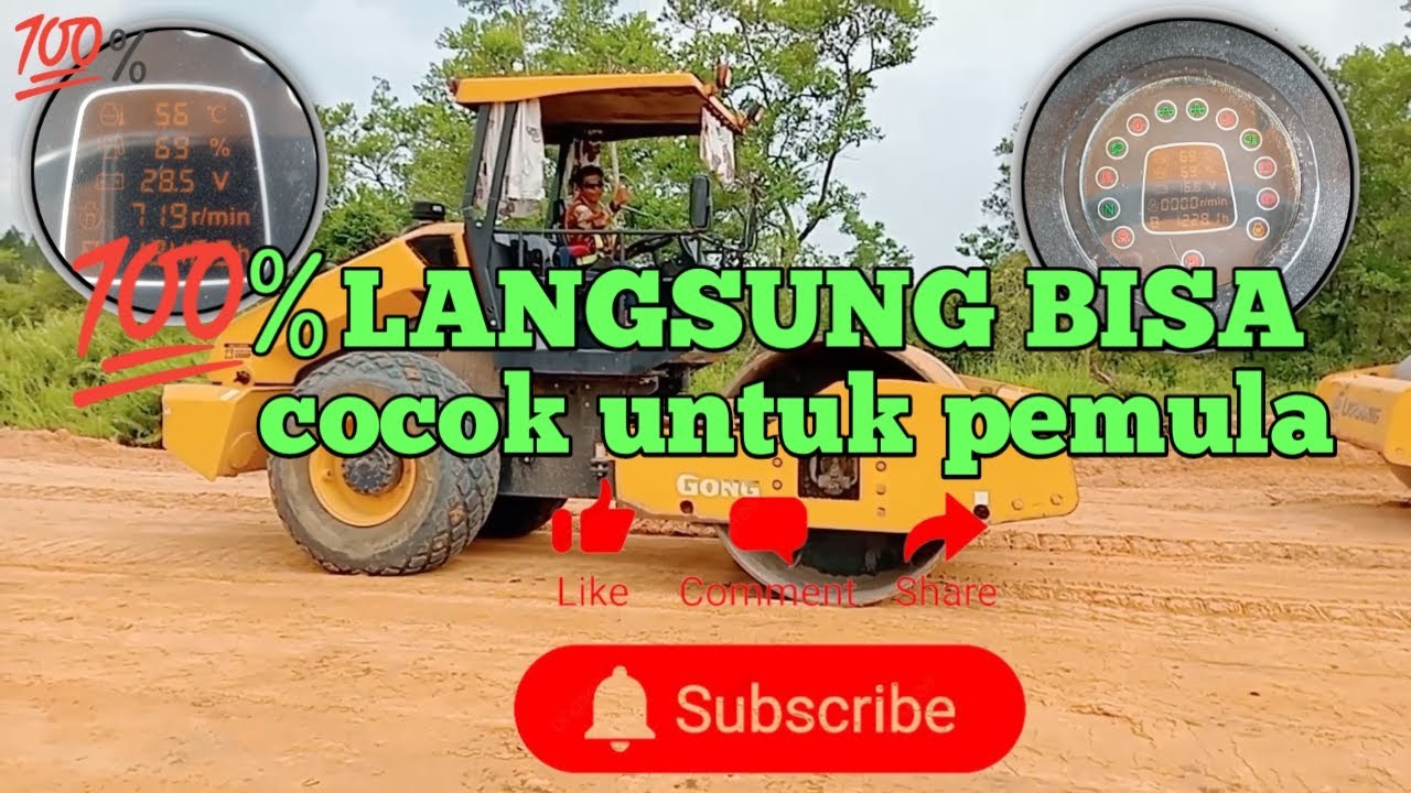Wow keren pemula lansung bisa Cara belajar membawa vibro atau compactor liugong/pengoperasian vibro
