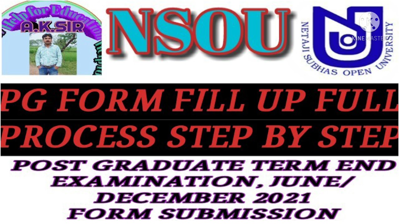 NSOU PG/MA ONLINE EXAM FORM FILL UP FULL PROCESS STEP BY STEP